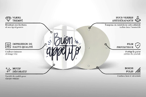 Kuchynská doska veľká zo skla Buon Appetito