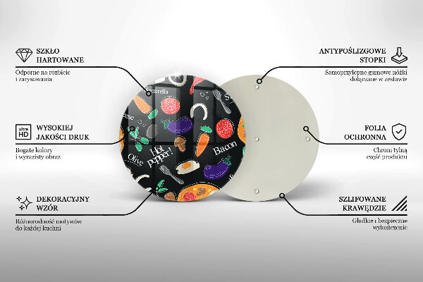 Kuchynská doska zo skla Jedlo ilustrácie