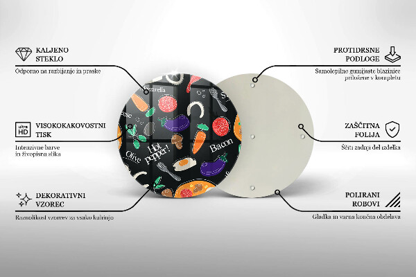 Kuchynská doska zo skla Jedlo ilustrácie