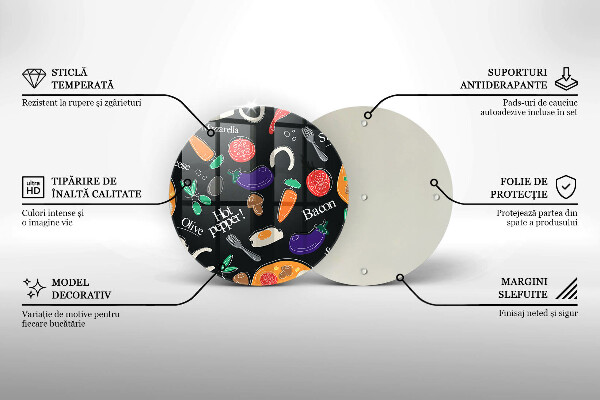 Kuchynská doska zo skla Jedlo ilustrácie