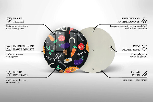 Kuchynská doska zo skla Jedlo ilustrácie