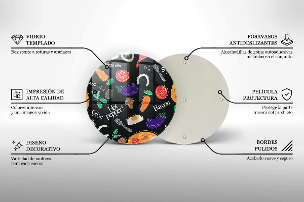 Kuchynská doska zo skla Jedlo ilustrácie