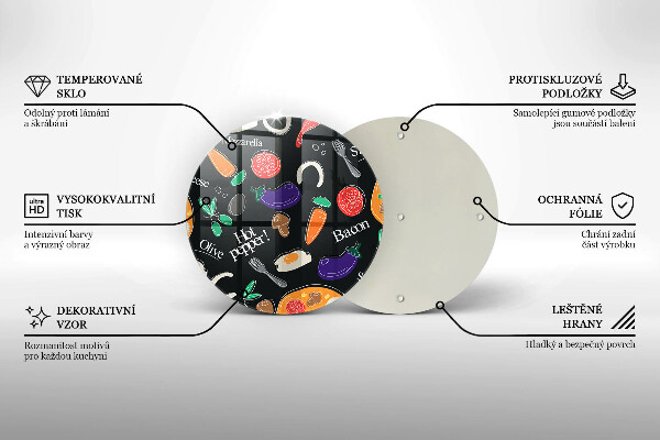 Kuchynská doska zo skla Jedlo ilustrácie