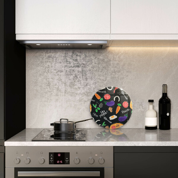 Kuchynská doska zo skla Jedlo ilustrácie