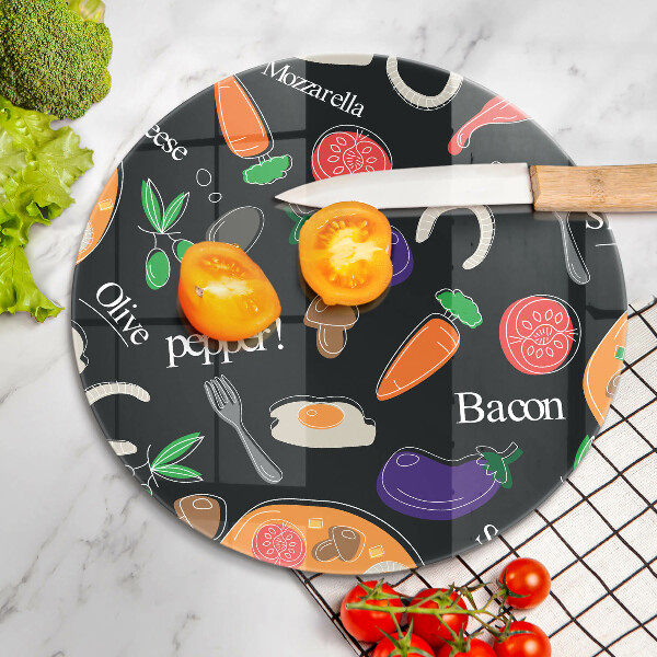 Kuchynská doska zo skla Jedlo ilustrácie