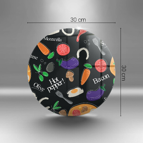 Kuchynská doska zo skla Jedlo ilustrácie