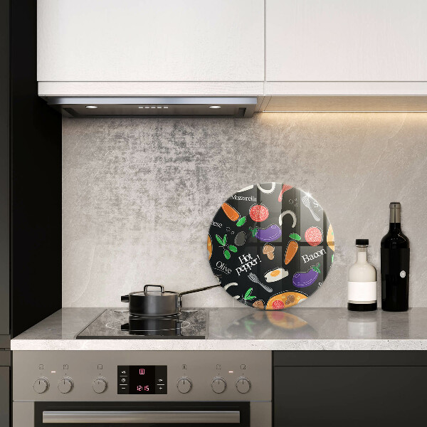 Kuchynská doska zo skla Jedlo ilustrácie