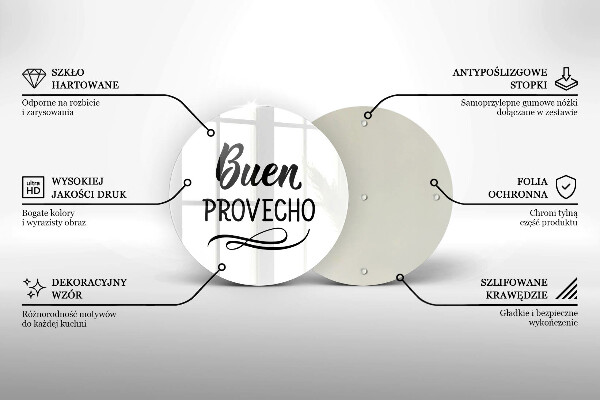 Kuchynská doska veľká zo skla Buen provecho