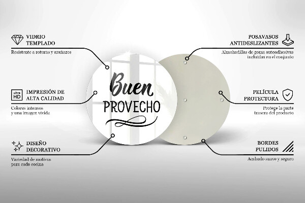 Kuchynská doska veľká zo skla Buen provecho