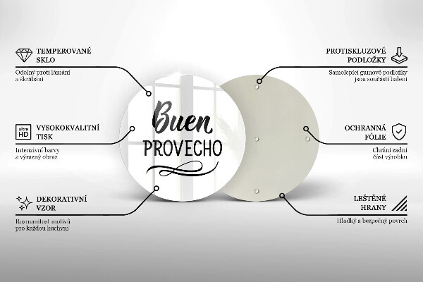 Kuchynská doska veľká zo skla Buen provecho