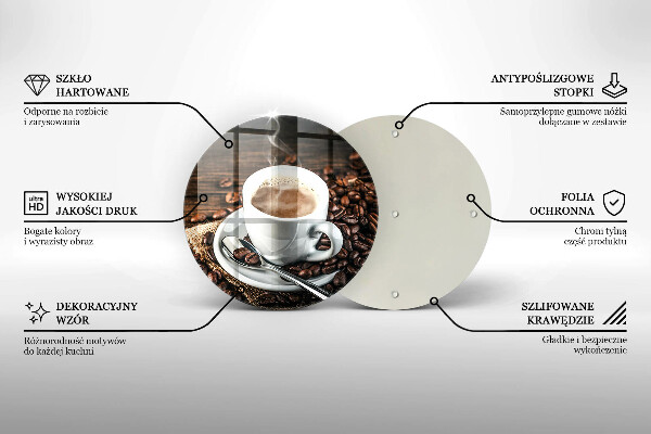 Kuchynská doska veľká zo skla Šálka a kávové zrná