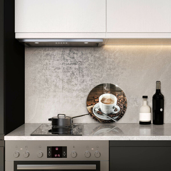 Kuchynská doska veľká zo skla Šálka a kávové zrná