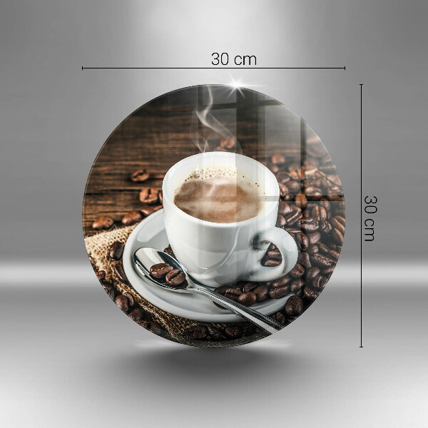 Kuchynská doska veľká zo skla Šálka a kávové zrná