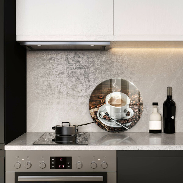 Kuchynská doska veľká zo skla Šálka a kávové zrná