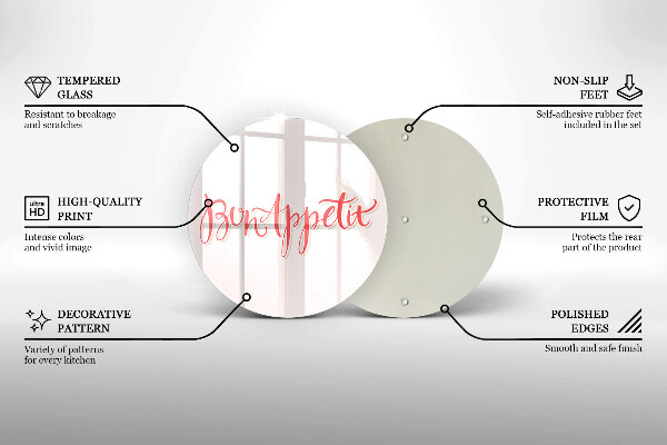 Kuchynská doska veľká zo skla Kuchynský nápis Bon Appetit