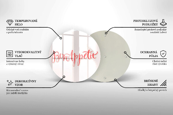 Kuchynská doska veľká zo skla Kuchynský nápis Bon Appetit