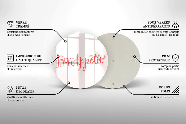 Kuchynská doska veľká zo skla Kuchynský nápis Bon Appetit