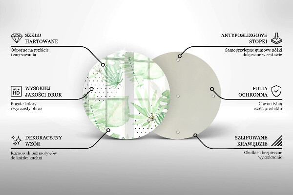 Kuchynská doska veľká zo skla Akvarelové listy