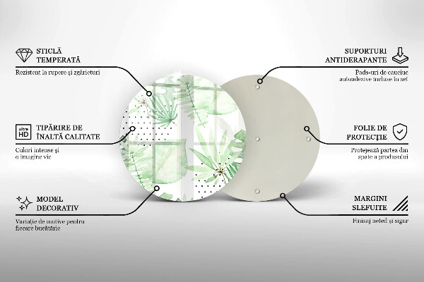 Kuchynská doska veľká zo skla Akvarelové listy