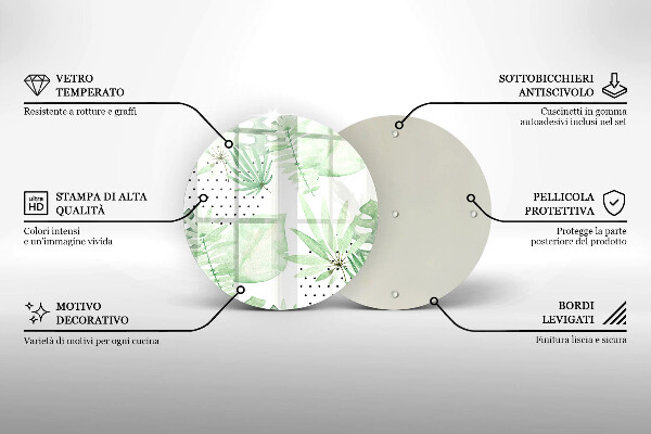 Kuchynská doska veľká zo skla Akvarelové listy
