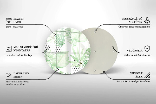 Kuchynská doska veľká zo skla Akvarelové listy
