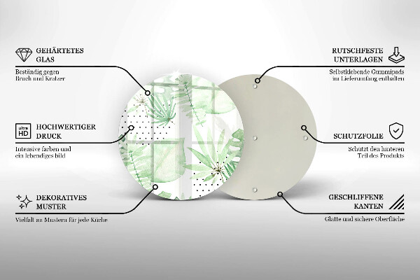 Kuchynská doska veľká zo skla Akvarelové listy