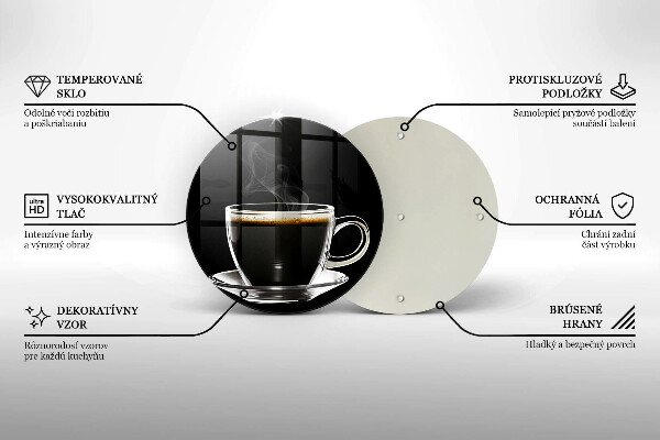 Kuchynská doska veľká zo skla Pohár horúcej kávy