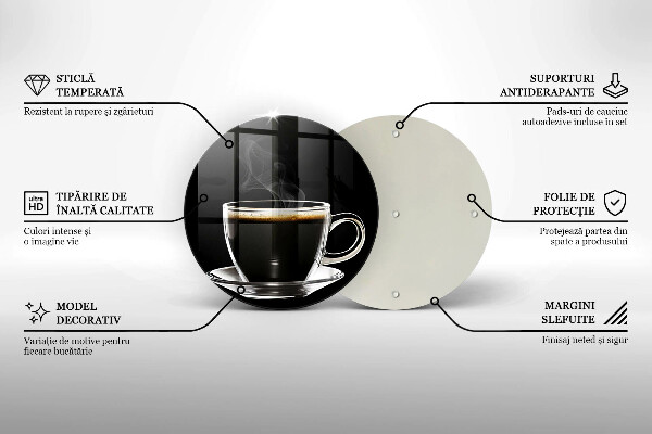 Kuchynská doska veľká zo skla Pohár horúcej kávy