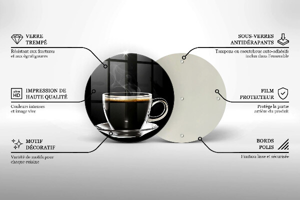 Kuchynská doska veľká zo skla Pohár horúcej kávy