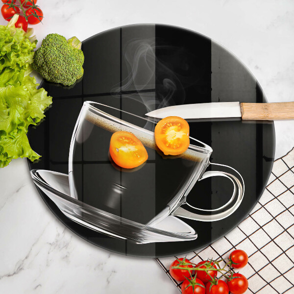 Kuchynská doska veľká zo skla Pohár horúcej kávy