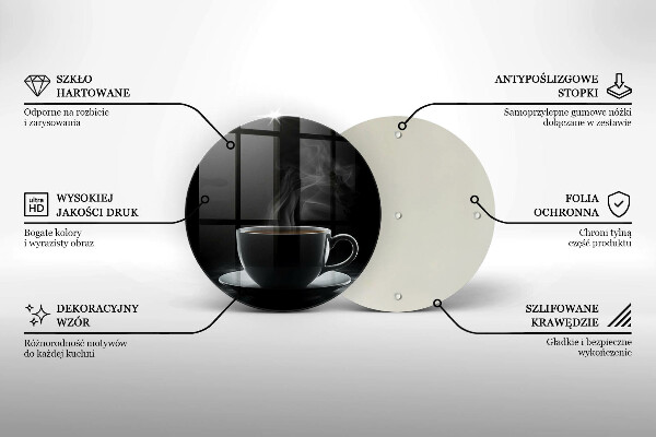 Kuchynská doska veľká zo skla Horúca šálka kávy