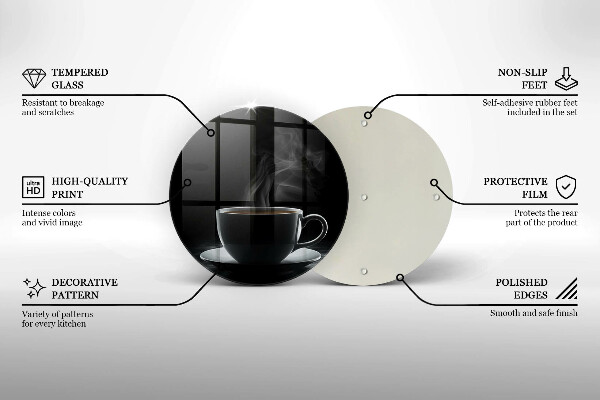 Kuchynská doska veľká zo skla Horúca šálka kávy