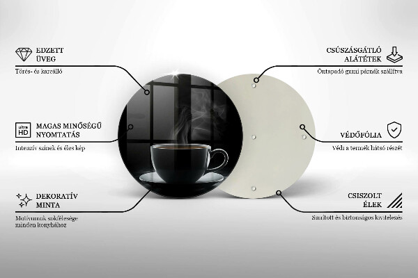 Kuchynská doska veľká zo skla Horúca šálka kávy