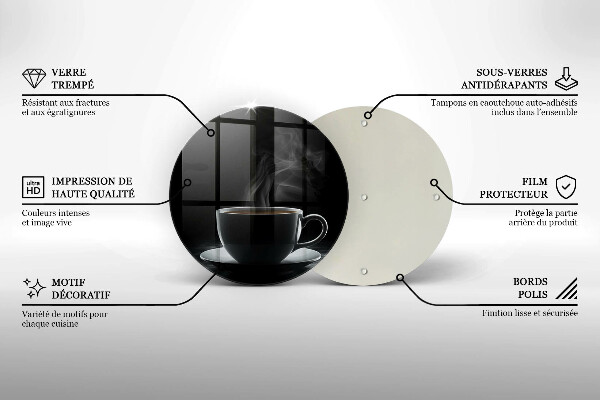 Kuchynská doska veľká zo skla Horúca šálka kávy