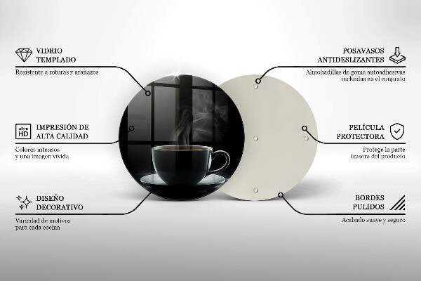 Kuchynská doska veľká zo skla Horúca šálka kávy