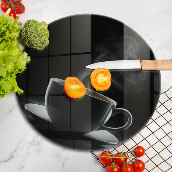 Kuchynská doska veľká zo skla Horúca šálka kávy