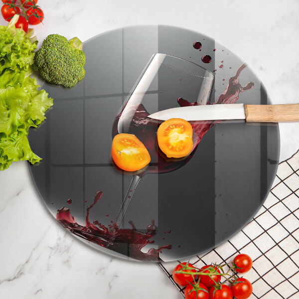 Kuchynská doska veľká zo skla Červené víno v pohári