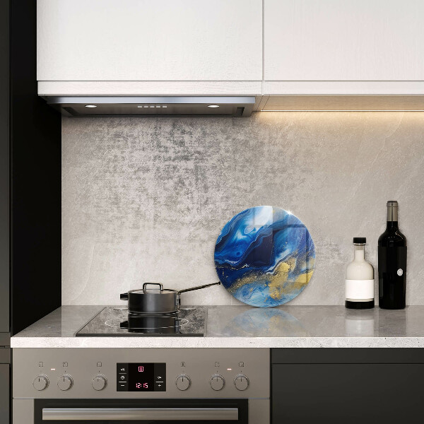 Kuchynská doska veľká zo skla Modrý mramor a zlato