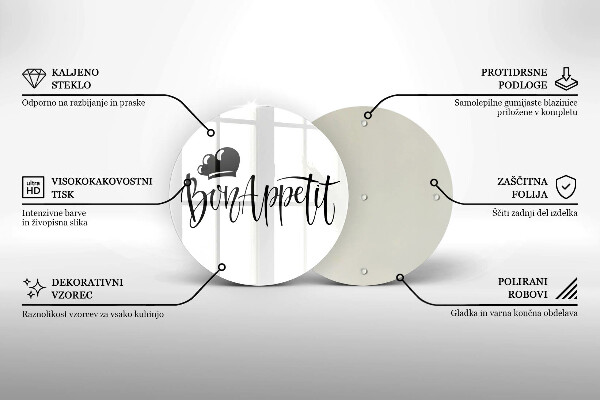 Kuchynská doska zo skla Nápis Bon Appetit