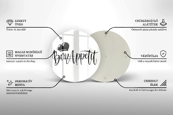 Kuchynská doska zo skla Nápis Bon Appetit