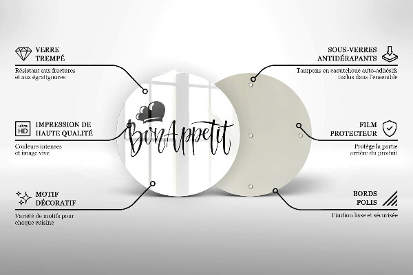 Kuchynská doska zo skla Nápis Bon Appetit