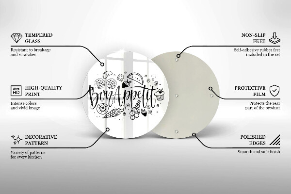 Kuchynská doska zo skla Nápis Bon Appetit