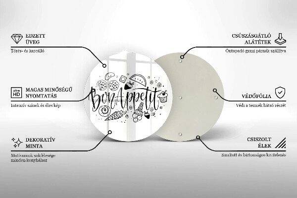 Kuchynská doska zo skla Nápis Bon Appetit