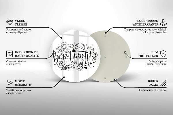 Kuchynská doska zo skla Nápis Bon Appetit