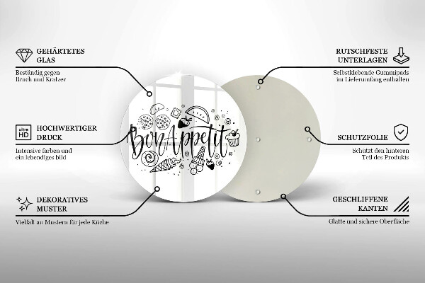 Kuchynská doska zo skla Nápis Bon Appetit