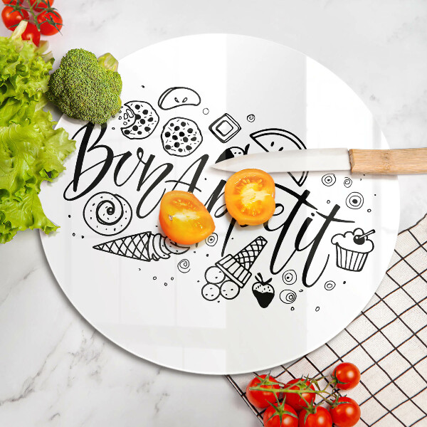 Kuchynská doska zo skla Nápis Bon Appetit