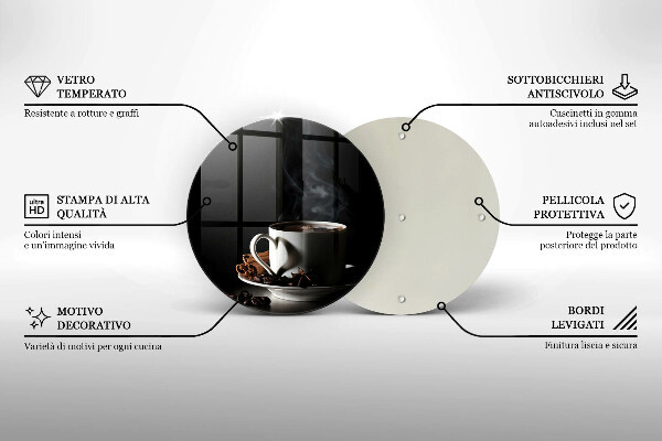 Kuchynská doska zo skla Šálka horúcej kávy