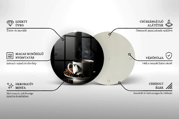 Kuchynská doska zo skla Šálka horúcej kávy