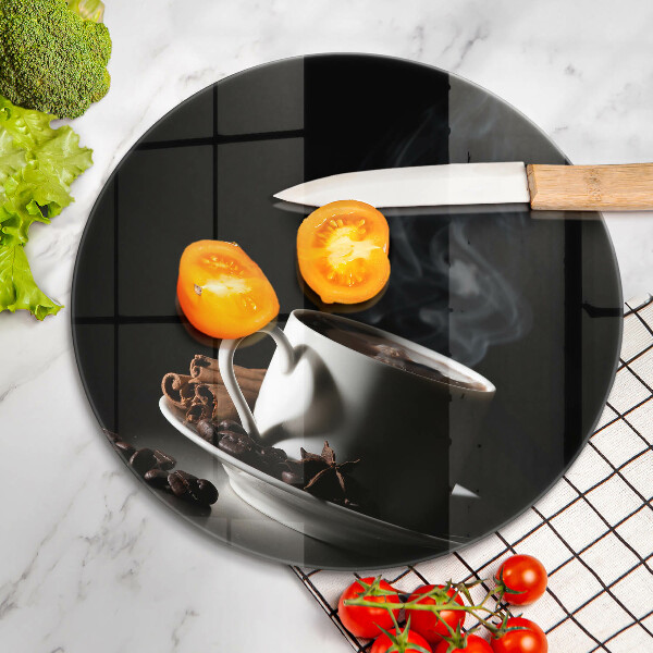 Kuchynská doska zo skla Šálka horúcej kávy