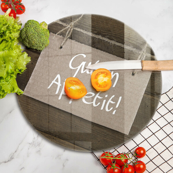 Kuchynská doska zo skla Nápis Guten Apetit na doskách